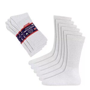 6 pairs Diabetic Cotton Socks Size 13-15 Non-Binding Crew Socks White